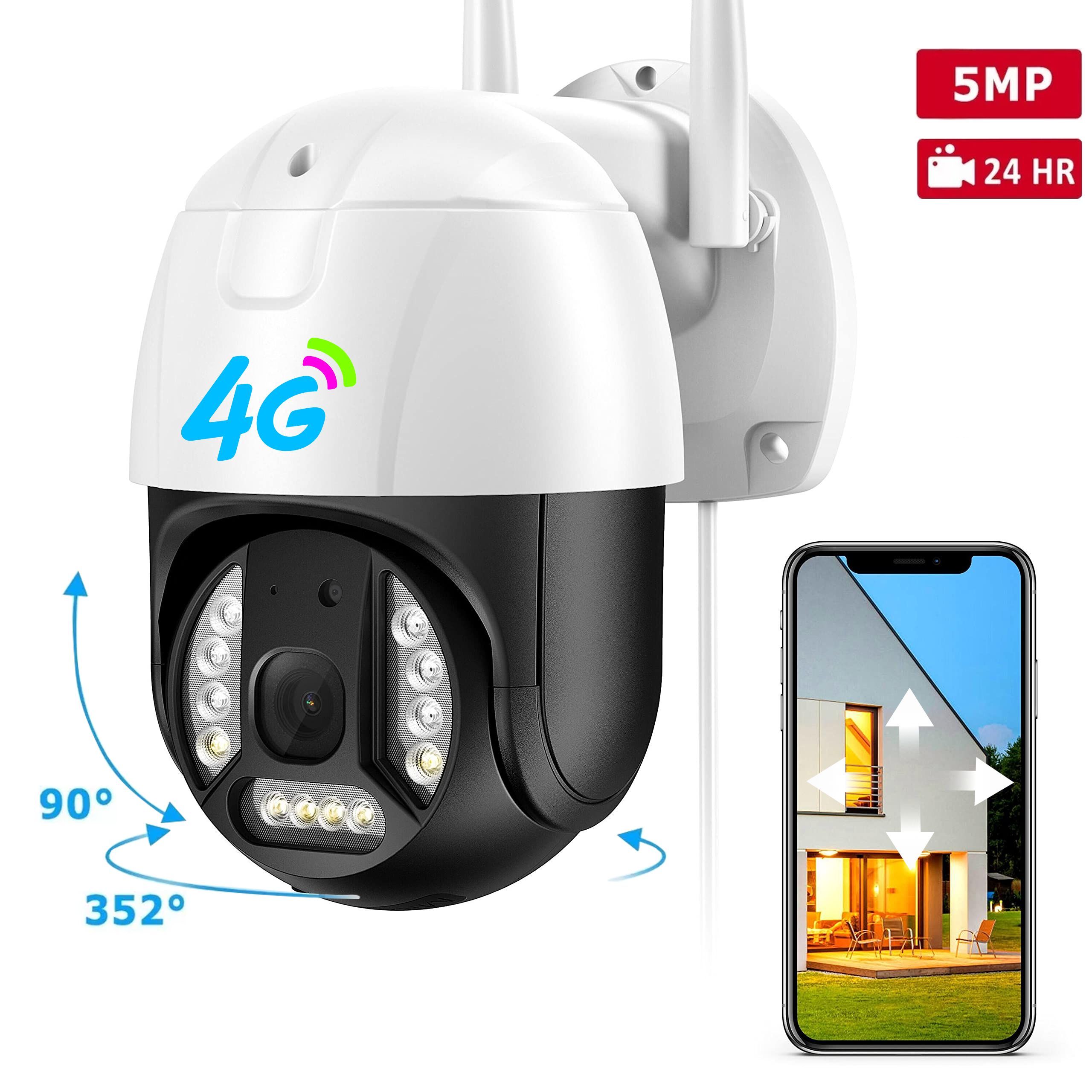 4GPTZ-камераНаружнаяSIM-картаКамерабезопасностиCCTV,5MPFULLHD,приложениемV380PRO(Русскаяверсиясблокомпитания)