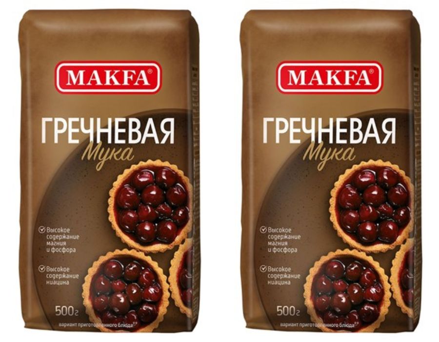 Мука Makfa гречневая, 2 уп по 500 г