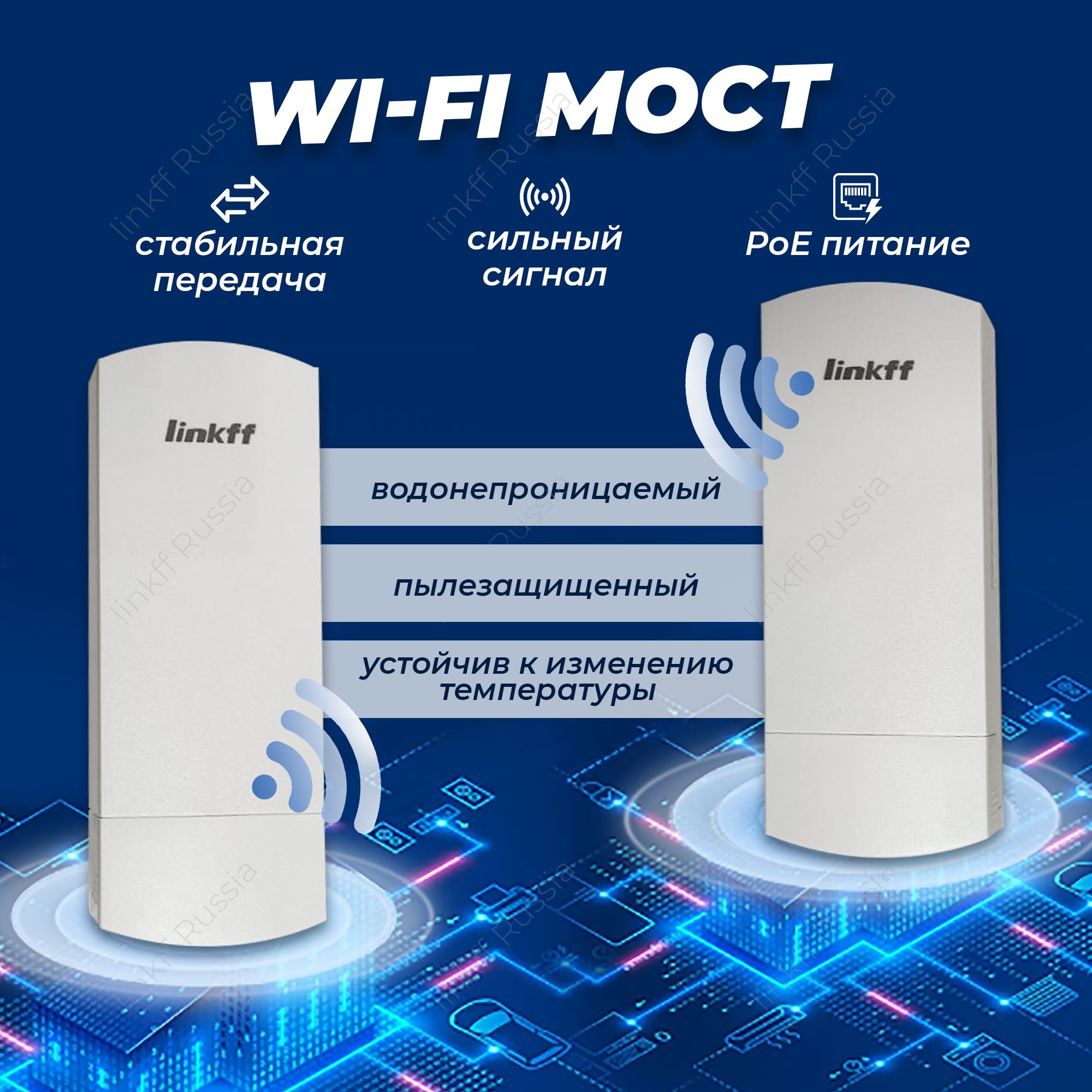 Wi-Fi-мостFF-W5(до5км),FF-W3(до3км),белый