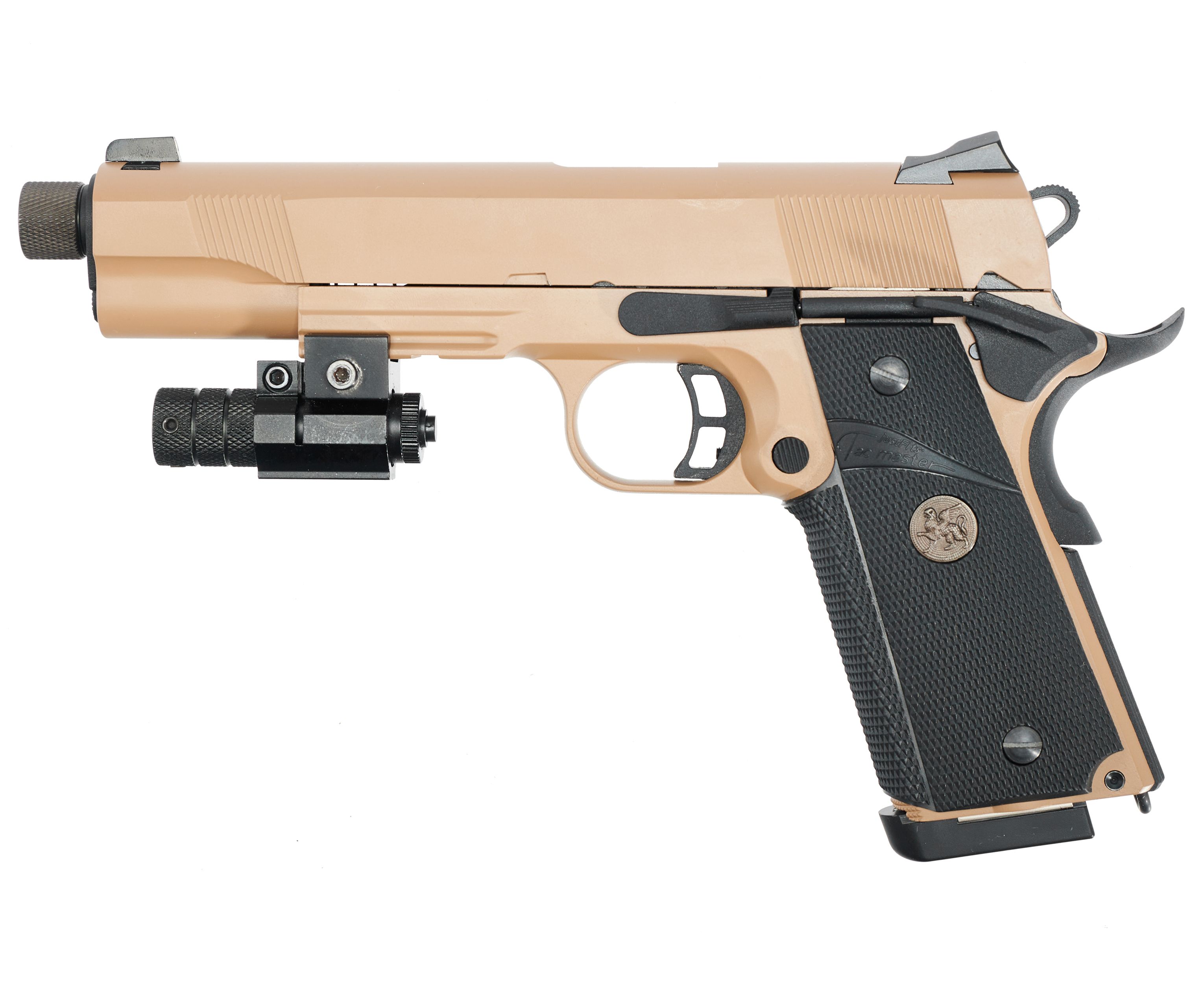 Страйкбольный пистолет KJW Colt M1911 M.E.U. (6 мм, GBB, Gas, Tan,  удлиненный ствол) - купить с доставкой по выгодным ценам в  интернет-магазине OZON (1025344292)