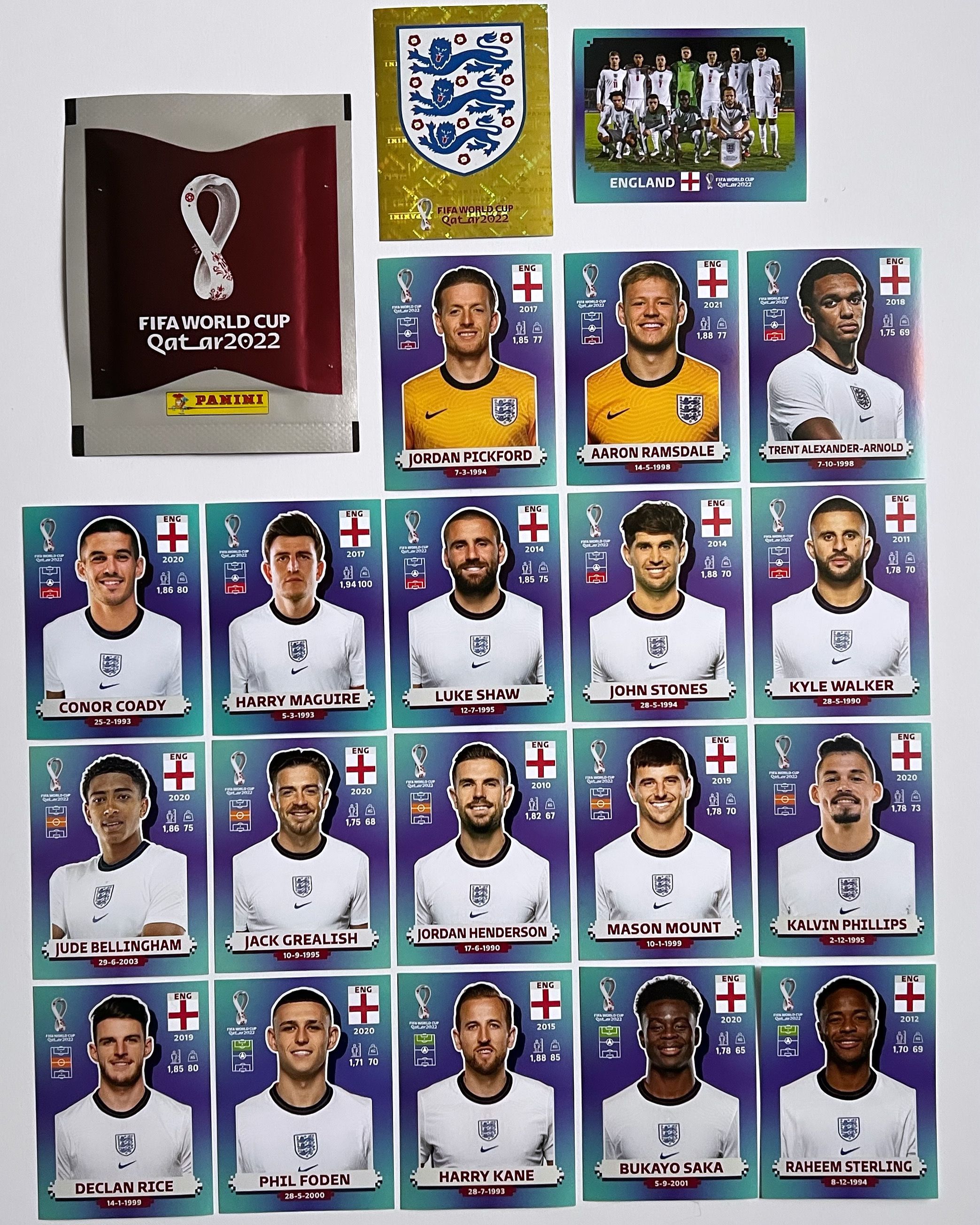 Panini FIFA World Cup 2022 Qatar команда Англия + пакетик