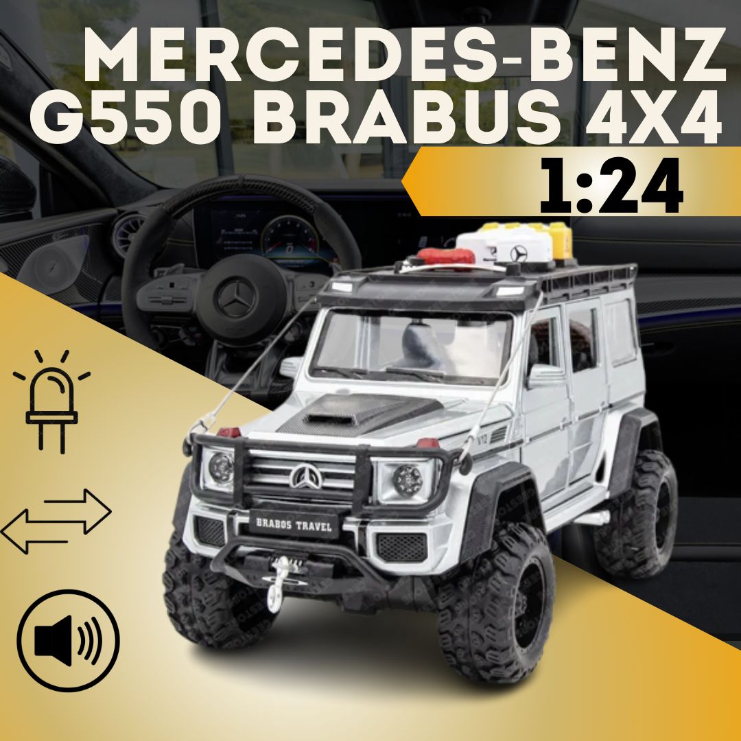 Машинка для мальчика Mercedes-Benz G550 Brabus 4x4 Мерседес Гелик Брабус с  лебедкой Коллекционная, инерционная со звуком и светом, 1:24 - купить с  доставкой по выгодным ценам в интернет-магазине OZON (1283079400)