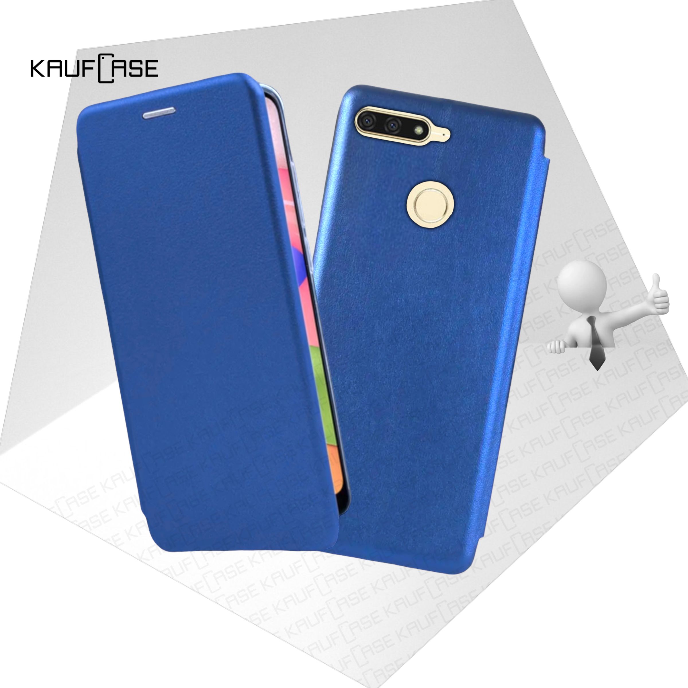 Чехол книжка KaufCase для телефона Huawei Honor 7A Pro /7C /Y6 Prime 2018 (5.7"), синий. Трансфомер