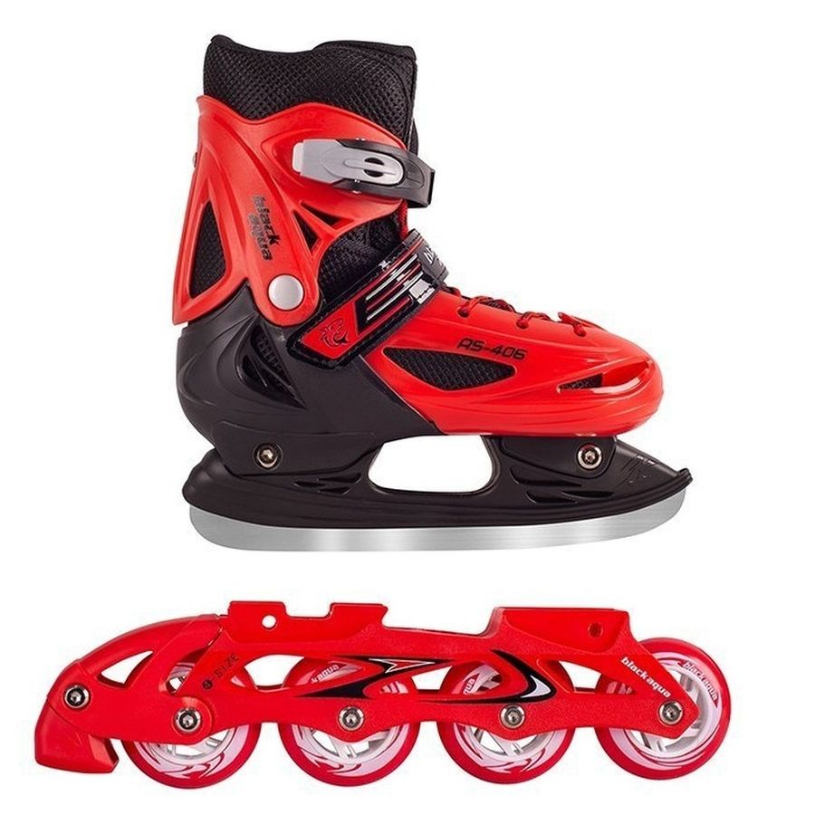 Коньки раздвижные ледовые Black Aqua