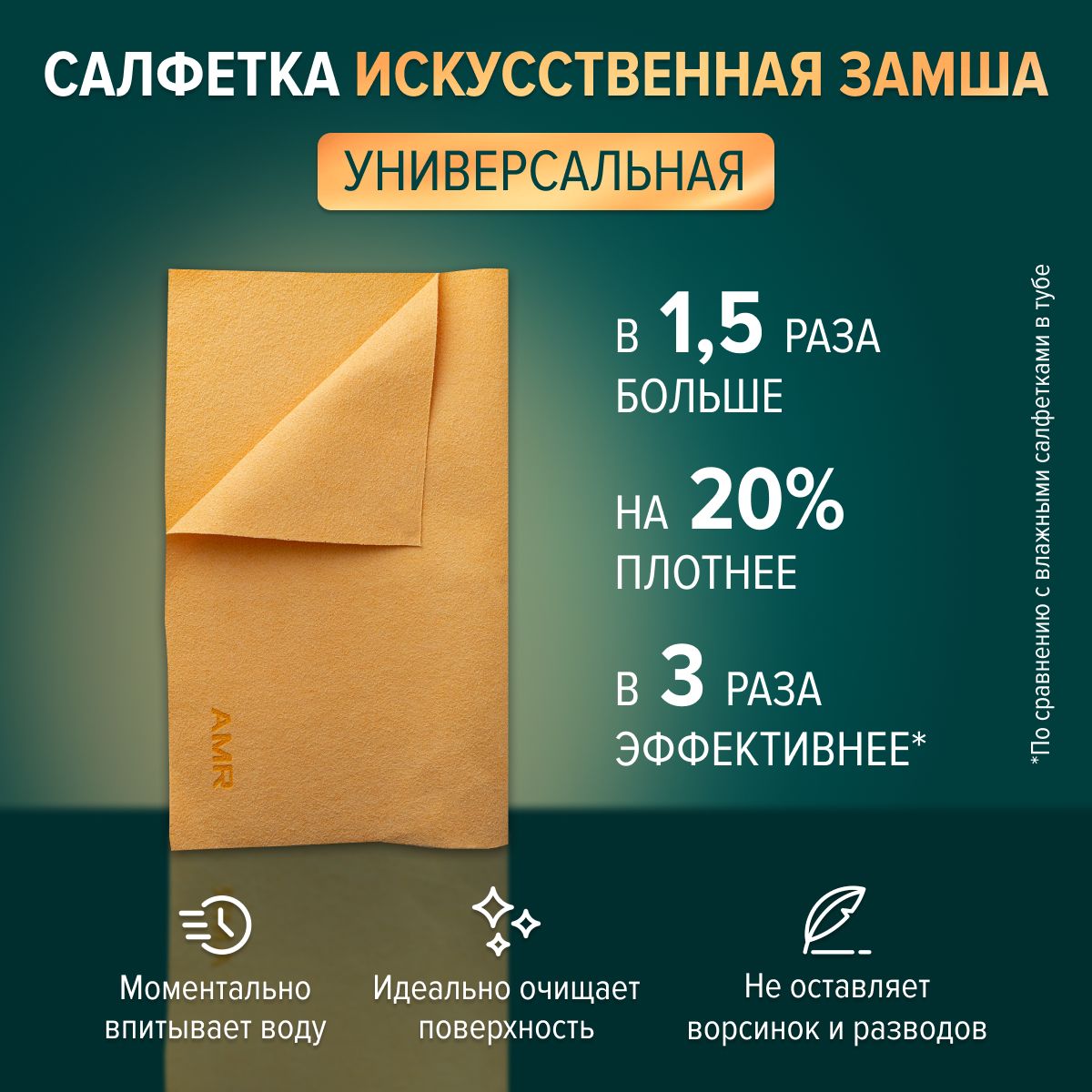 Салфеткаискусственнаязамша,220гр,40х50см