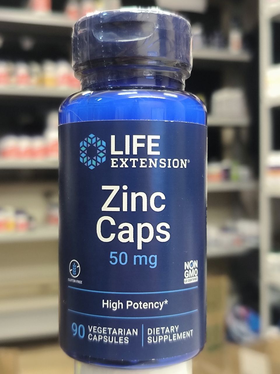 Life Extension, Zinc Caps, Цинк в капсулах, высокая эффективность, 50 мг, 90 вегетарианских капсул