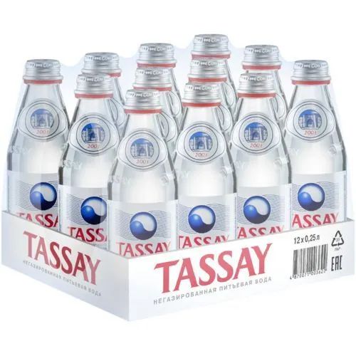 Вода питьевая TASSAY (Тассай), негазированная, 0.25 л х 12 шт, стекло