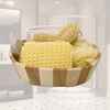 Набор банный из пяти предметов, подарочный набор мочалок, короб из полосатого дерева, 24х18х5 см - изображение