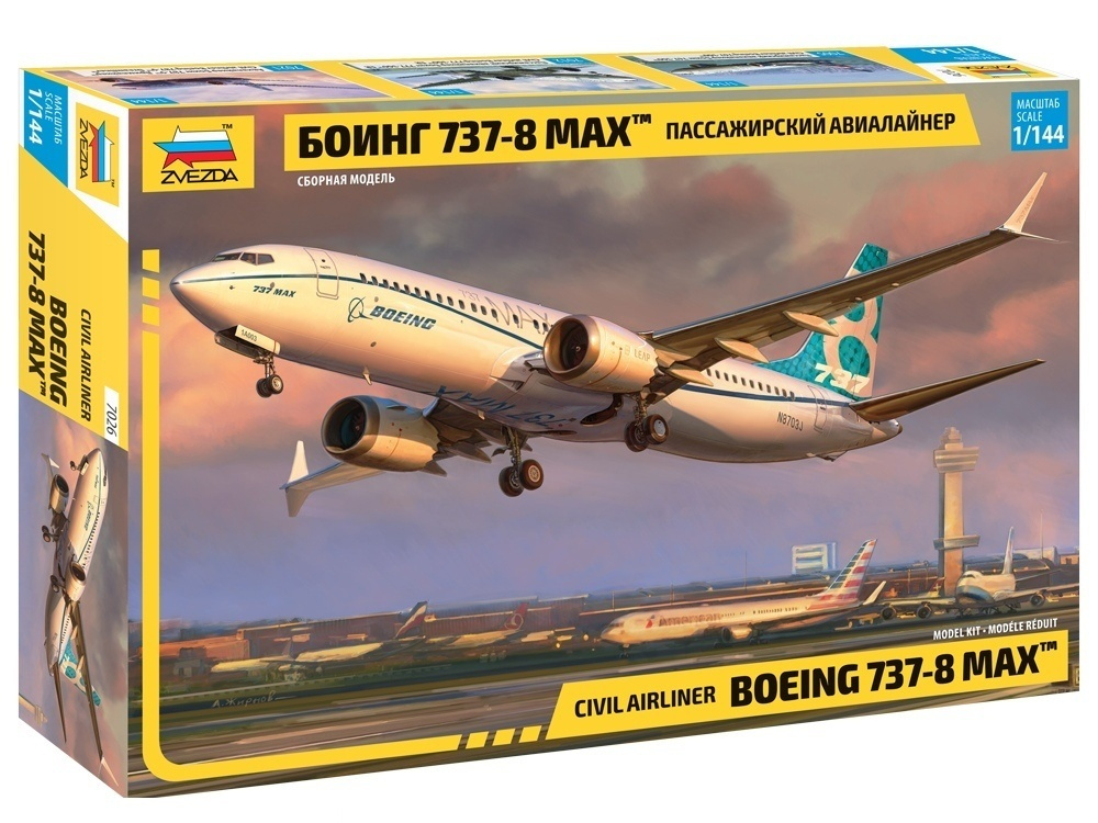 Сборная модель Звезда 7026 Пассажирский авиалайнер Боинг 737 8 max 1/144 Масштаб 1/144  #1