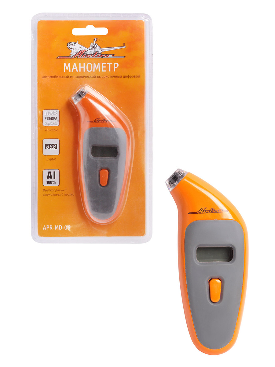 Манометр цифровой металлический с подсветкой ЖК дисплей 7 АТМ (APR-MD ...
