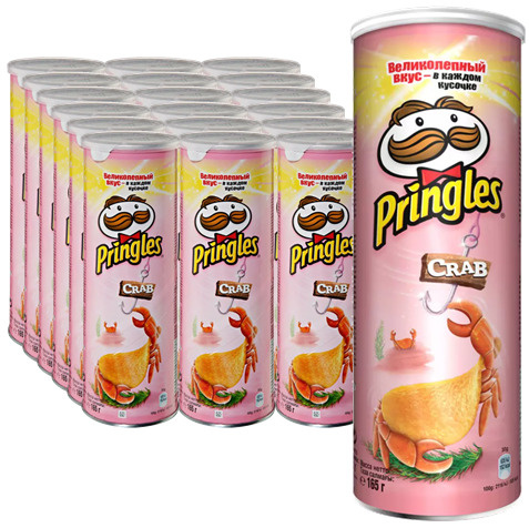 Чипсы картофельные Pringles Принглс, со вкусом краба 19 шт по 165г ...