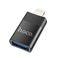 OTG Переходник Lightning to USB hoco UA17 / Lightning (штекер / папа / male ) на USB (гнездо / мама / female) / OTG для iPhone / Lightning - USB-A / черный. Спонсорские товары