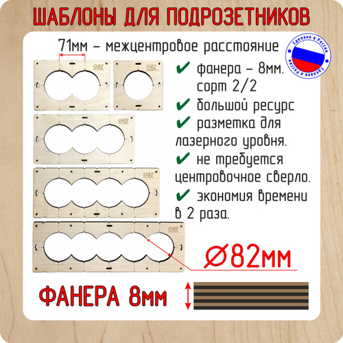 Шаблон для подрозетников 68 чертеж