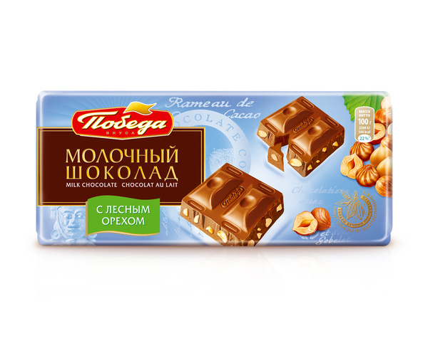 Шоколад Победа вкуса молочный с лесным орехом, 100 г - купить с ...