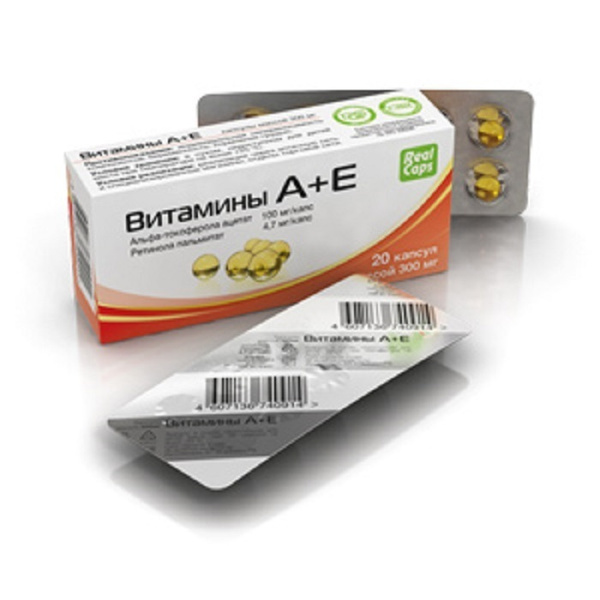 Витамины А + Е капс 300мг 20 капсул/ Real Caps - купить с доставкой по ...