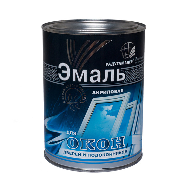 Краска эмаль акриловая белая полуглянцевая для окон, дверей и ...
