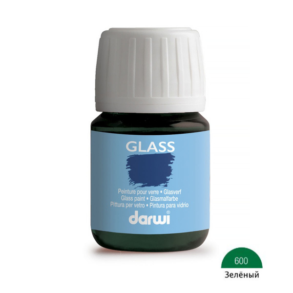Краска для стекла, пластика Darwi GLASS, 30 мл, 600 зеленый, DA0700030 ...