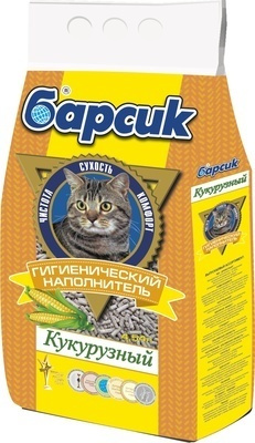БАРСИК Кукурузный 4,54 л впитывающий наполнитель для кошачьих туалетов ...