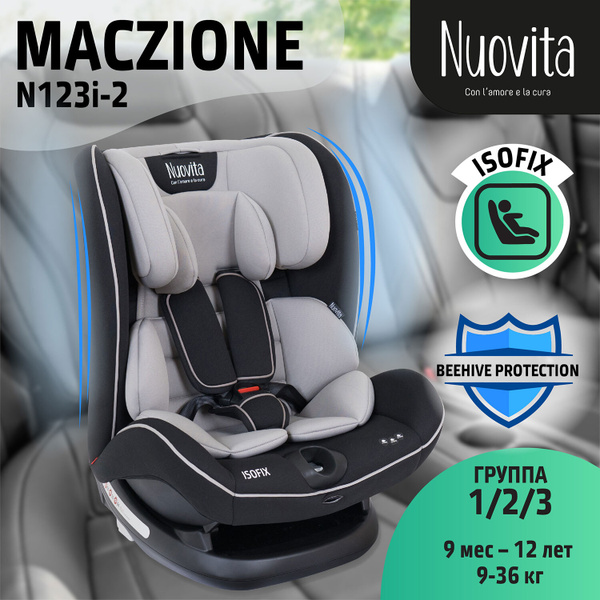 Автокресло Nuovita Maczione N123i-2 детское, универсальное в машину на ...