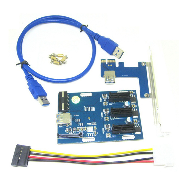 Плата расширения PCIe с 1X на 3 порта PCI E Адаптер PCI E на PCIe Карта ...