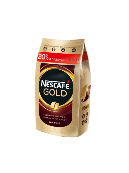 Кофе Nescafe Gold растворимый, сублимированный, 900 грамм, пакет ...