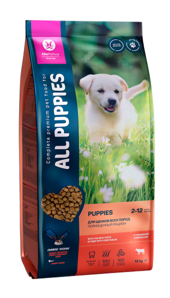 All Puppies / Сухой корм Ол Паппис для Щенков с Говядиной и овощами 13 ...