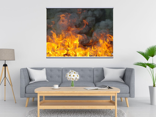 Картина на холсте "Пожар, пожарный, гулять" 120x90 см. с алюминиевым ...