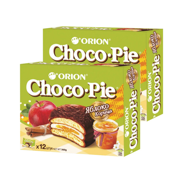 Бисквитные пирожное Orion Choco-Pie Apple-Cinnamon / Яблоко,корица 2 ...