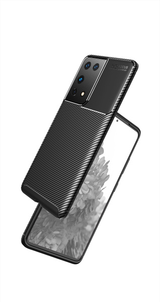 Чехол Силиконовый Текстура Карбон для Samsung S21 Ultra / С21 Ультра ...