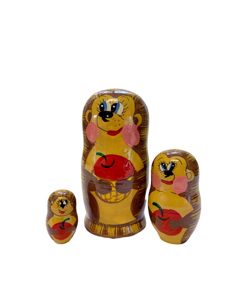 Матрешка Динни Ёжик 3 фигурки, Развивающая русская народная игрушка ...