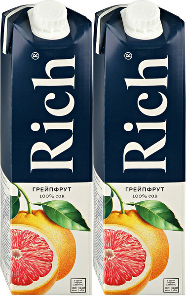 Сок Rich Грейпфрут 1 л в упаковке, комплект: 2 упаковки - купить с ...