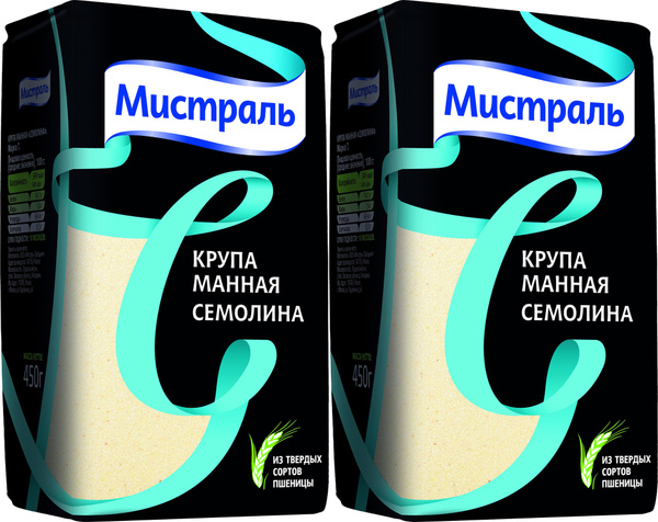 Крупа манная Мистраль Семолина из твердых сортов пшеницы, комплект: 2 ...