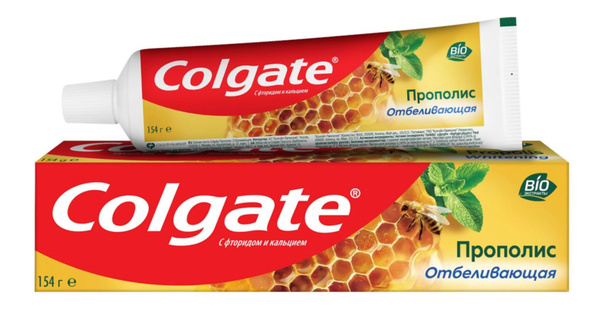 Зубная паста COLGATE Прополис отбеливающая со фтором и кальцием, 100 мл ...