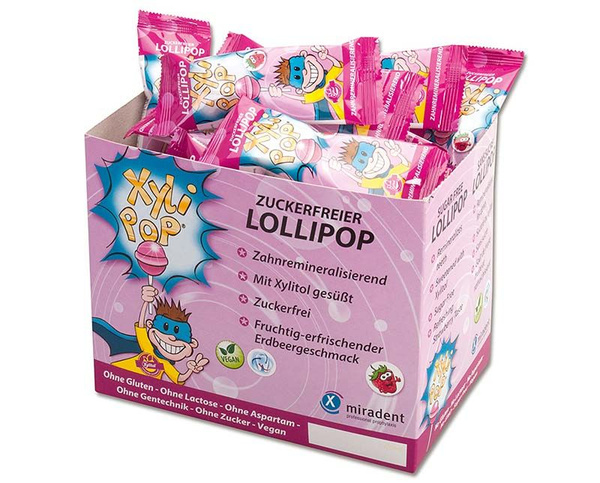 Miradent XyliPOP Леденцы на палочке с ксилитом, вкус клубники, 50 шт ...