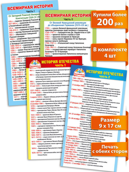 Комплект шпаргалок История 4 шт., 172х92 мм. - купить с доставкой по ...