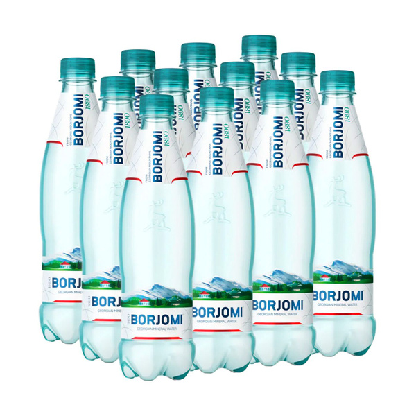 Минеральная вода Borjomi (Боржоми) газированная пэт 0,5 л, 12 шт ...