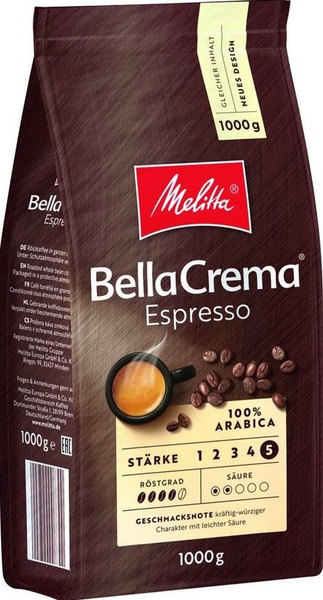 Кофе в зёрнах Melitta BellaCrema Espresso, 1 кг - купить с доставкой по ...