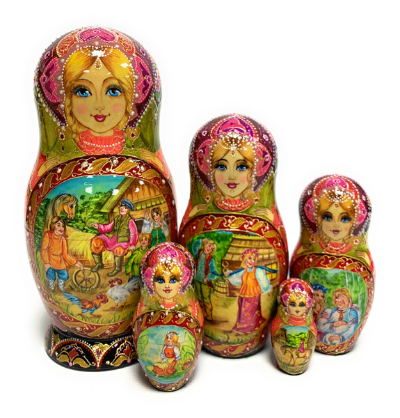Матрешка авторская "Русская деревня". Ручная работа - купить по ...