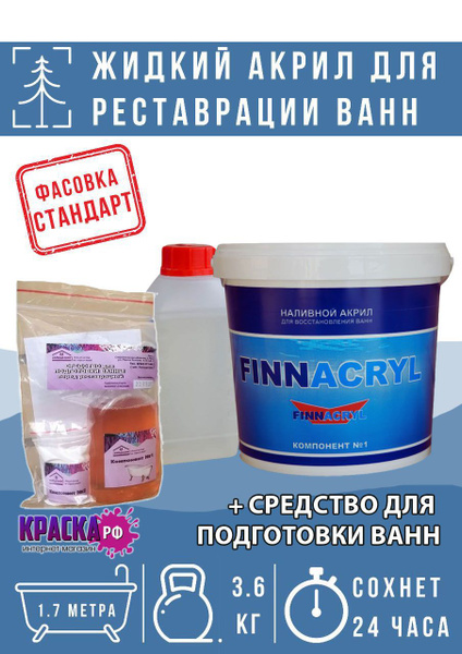 Жидкий акрил для ванн FINNACRYL Стандарт Гладкая, Эпоксидная, Глянцевое ...