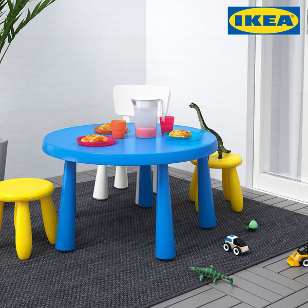 IKEA MAMMUT стол детский 85 см синий - купить с доставкой по выгодным ...