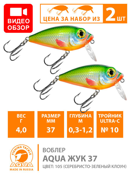 Воблер Крэнк (Crank) Aqua Приманка крэнк ультралайт ЖУК для рыбалки на ...
