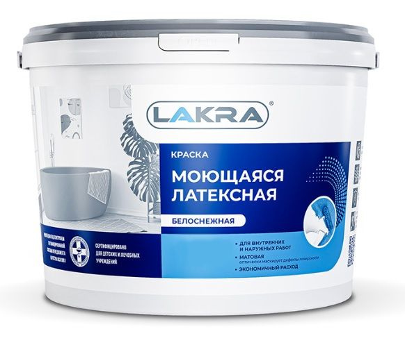 Краска Лакра моющаяся Быстросохнущая, Акрилатно-латексная, Матовое ...