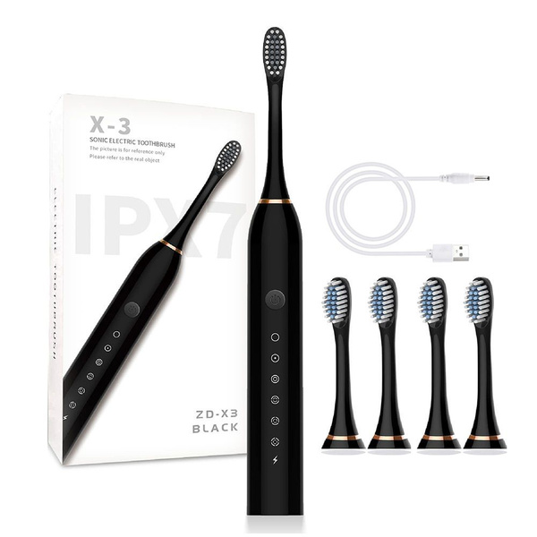 Электрическая зубная щетка Sonic Electric Toothbrush X-3 (4 насадки ...