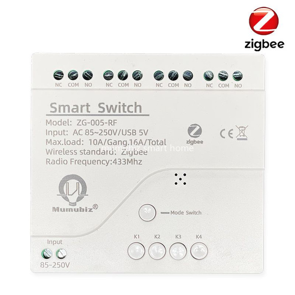 Mumubiz Tuya Smart 90-250V Zigbee 4-канальный переключатель медленное ...