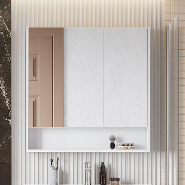 Зеркало-шкаф AQUATON Сканди 85 см, с боковыми полками, в скандинавском ...