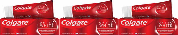 Зубная паста Colgate Optic white мята, комплект: 3 упаковки по 75 мл ...