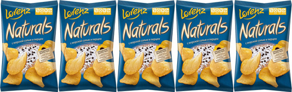 Чипсы картофельные Lorenz Naturals с морской солью и перцем, комплект ...