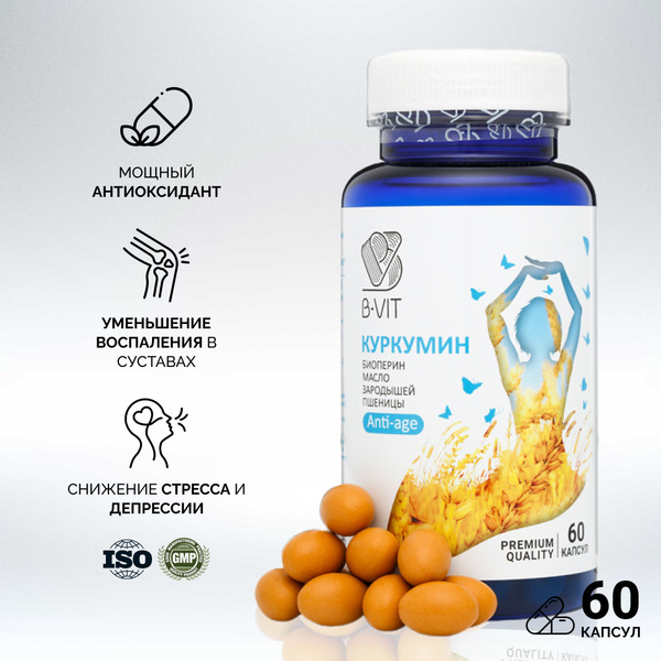 Куркумин с биоперином и маслом зародышей пшеницы B-VIT (иммунитет ...