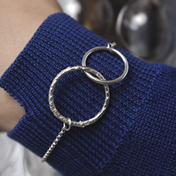 Браслет серебро 925 BOHOANN цепочка с двумя кольцами 18 и 23 мм ...