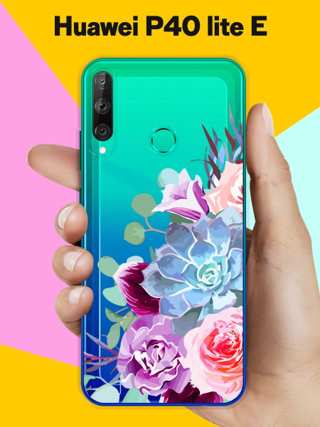 Силиконовый чехол на Huawei P40 lite E Цветы 10 / для Хуавей П40 Лайт Е ...